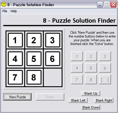 8 Puzzle Solution Finder Software Screenshot